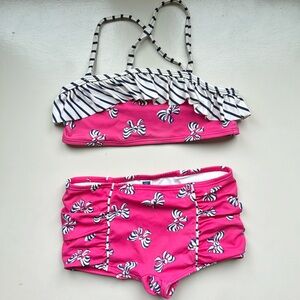 Janie and Jack Barbie pink bikini with bows. Size 6. Worn twice. Sold out.